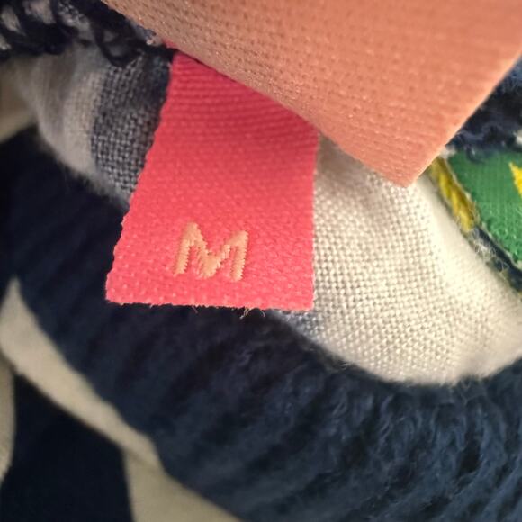 Farm Rio Womens Crewneck Striped Floral Navy/White Half Sleeve Mini Dress Medium - Picture 9 of 10